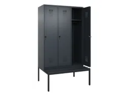 locker met bank,HxBxD 2120x1200x815mm,3vak,vak B 400mm,draaigrendel