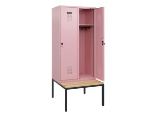 locker met bank,HxBxD 1950x800x815mm,2vak,vak B 400mm,draaigrendel - 1