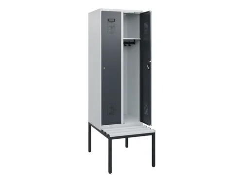locker met bank,HxBxD 1950x600x815mm,2vak,vak B 300mm,cilinderslot