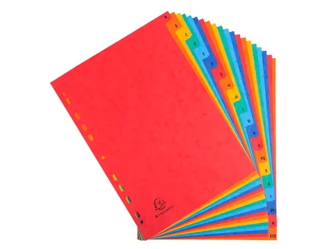 Tabbladen A4 Glanskarton Bedrukt Alfabetisch 20-Delig A-z Assorti