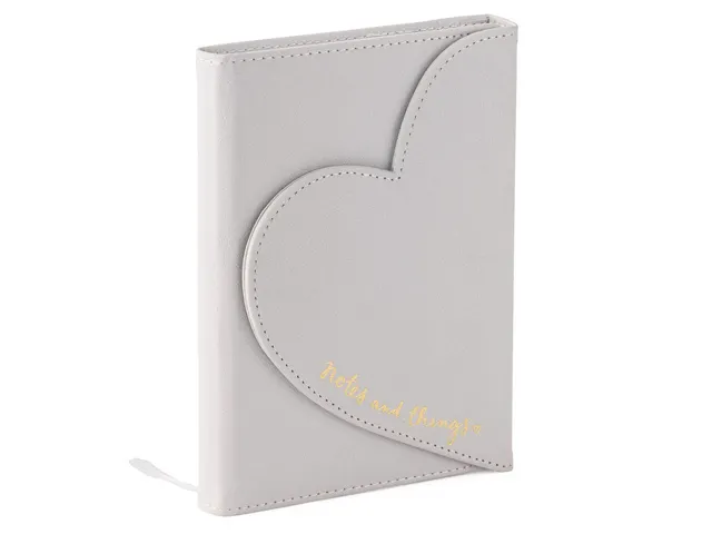 Carnet de notes Heart enveloppe gris ligné 13x18cm