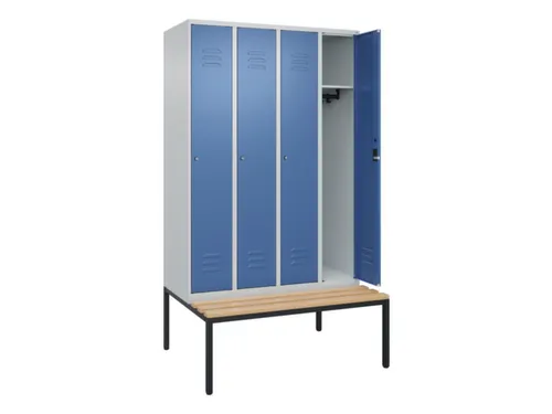 locker met bank,HxBxD 2120x1200x815mm,4vak,vak B 300mm,cil.-slot