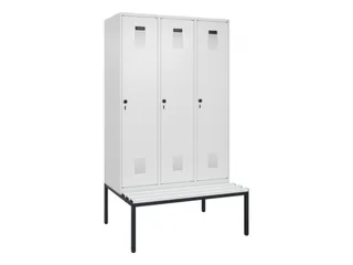 locker met bank,HxBxD 2120x1200x815mm,3vak,vak B 400mm,draaigrendel - 2