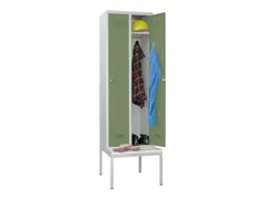 locker met bank,HxBxD 2150x600x500mm,2vak,RAL7035,front RAL6011