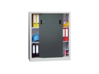 schuifdeurkast,HxBxD 1200x1000x400mm,RAL7035,front RAL7016 - 2