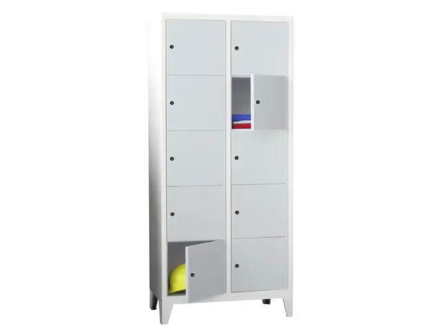 lockerkast,HxBxD 1850x800x500mm,2x5vakken,RAL7035,front RAL5010