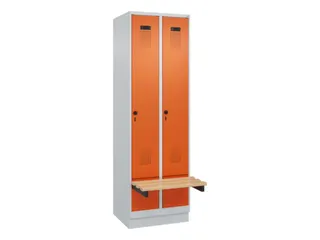 locker met bank,HxBxD 1950x600x815mm,2vak,vak B 300mm,draaigrendel - 2