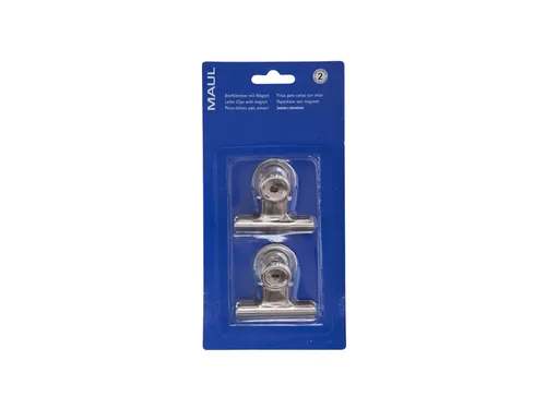 Papierklem MAUL Bulldog met magneet 52mm capaciteit 20mm zilver