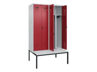 PBM-locker met bank,HxBxD 2120x1200x815mm,4vak,vak B 300mm - 1