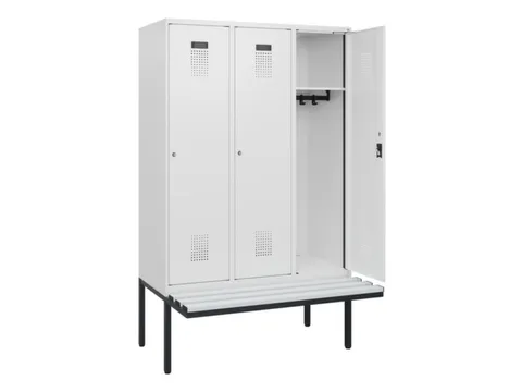 locker met bank,HxBxD 1950x1200x815mm,3vak,vak B 400mm,cilinderslot