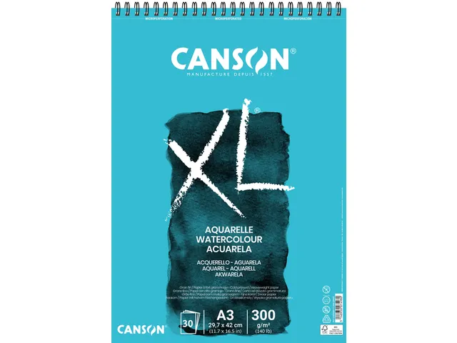 Bloc aquarelle Canson XL A3 30 feuilles 300g spirale