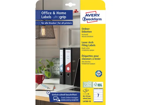 Ordnerrugetiket Zweckform 38x192mm wit perm. 70 etik. 10 vel