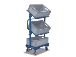 Bijzetwagen 200kg Open Frame Vast 3 Eurobakken 600x400mm Ral5010 - 2