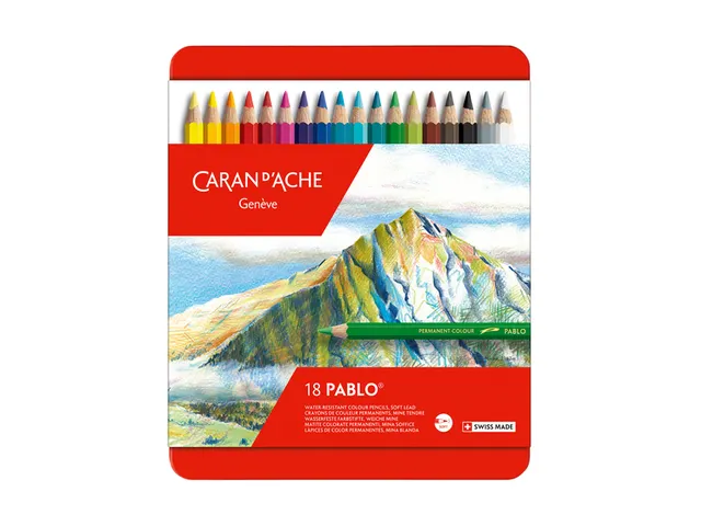 Kleurpotloden Caran d'Ache Pablo assorti blik à 18stuks