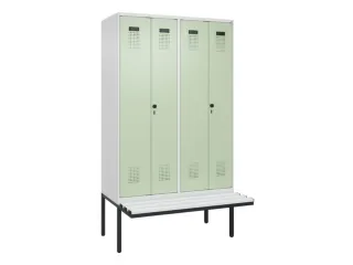 locker met bank,voor scheiding van kleding,HxBxD 2120x1200x815mm,4vak - 2