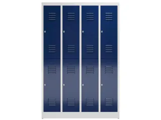 Dubbeldekse garderobekast 1800x1185x500mm 4x2vak klink RAL7035 RAL5010 - 2