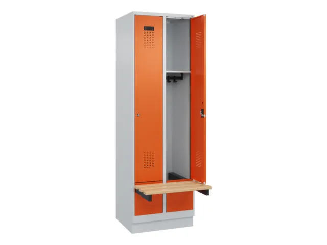 locker met bank,HxBxD 1950x600x815mm,2vak,vak B 300mm,cilinderslot