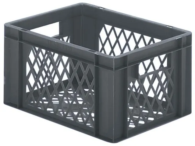 Euronorm-stapelbak 19l 210x400x300mm Wanden/bodem Opengewerkt Grijs