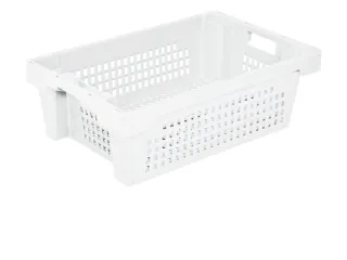 Euronorm Draaistapelbak 200x600x400mm Wanden/Bodem Opengew. Wit - 1