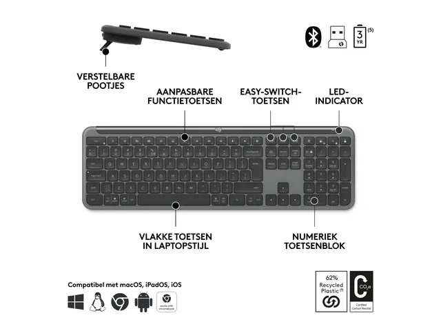 Logitech MK950 Toetsenbord Azerty FR Signature Slim en muis