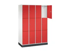 lockerkast,HxBxD 1950x1220x500mm,4x3vakken,cil.-slot,sokkel