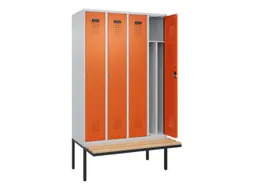 locker met bank,voor scheiding van kleding,HxBxD 2120x1200x815mm,4vak