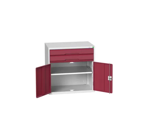 ladekast HxBxD 800x800x550mm 2laden 2deuren RAL7035 front RAL3004