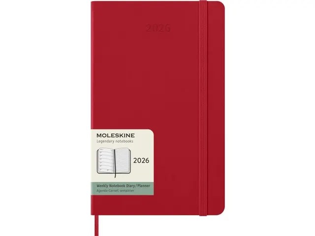Agenda 2026 Moleskine Weekly Planner 7dag/1pagina Large Scarlet Rood