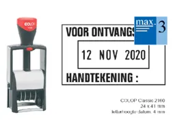 Woord-datumstempel Colop 2160 +bon 24x41 3regels zwart