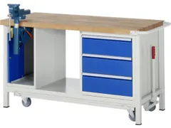 Werkbank Hxbxd 880x1500x700mm Beukenhouten Werkblad 3laden Kast