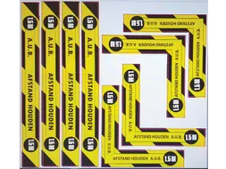 Sticker Waarschuwing Tekst: A.U.B. 1,5m Afstand Houden Geel/Zwart