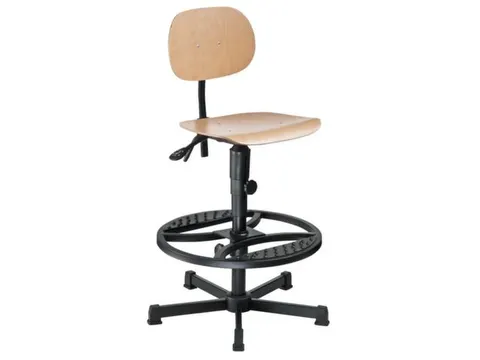 Werkplaatsstoel 640-860mm Beuken Spiebaan Vloerglijders Voetenring