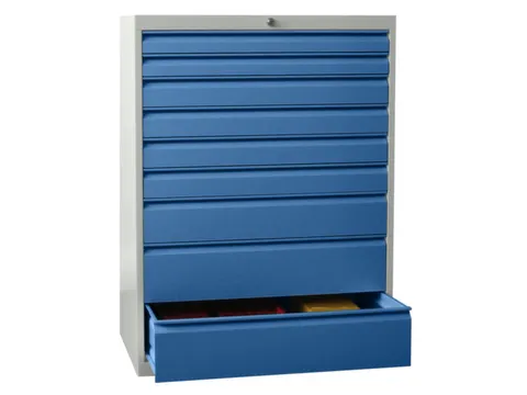 ladekast 1200x715x600mm 9laden cilinderslot RAL7035 front RAL5012