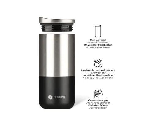 Thermosbeker Les Artistes Paris reisbeker 500ml Split Zwart