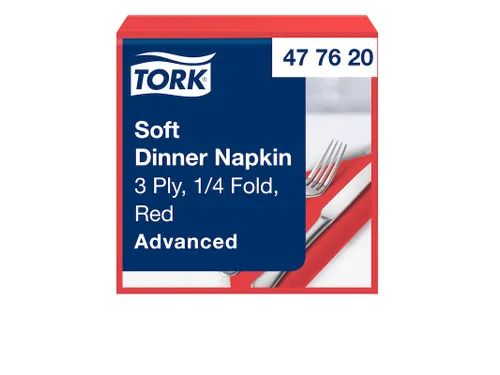 Tork 477620 Soft Dinnerservet Advanced Rood 39x39cm 1/8 vouw