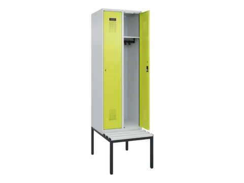 locker met bank,HxBxD 2120x600x815mm,2vak,vak B 300mm,cilinderslot