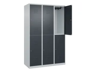 dubbeldekse locker,HxBxD 1850x1200x500mm,3x2vak.,vak B 400mm,cil.-slot - 2