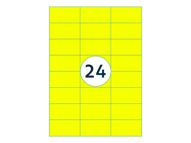 Gekleurde Etiketten 70x37mm Fluor Geel 42212