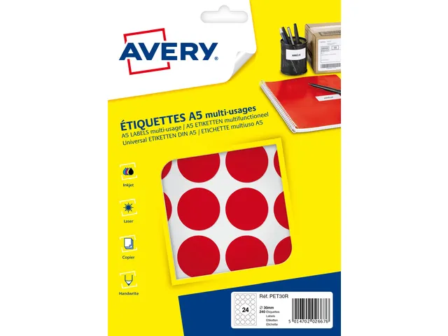 PET30R verpakking met 240 markeringspunten - diameter 30 mm - A5-vel -
