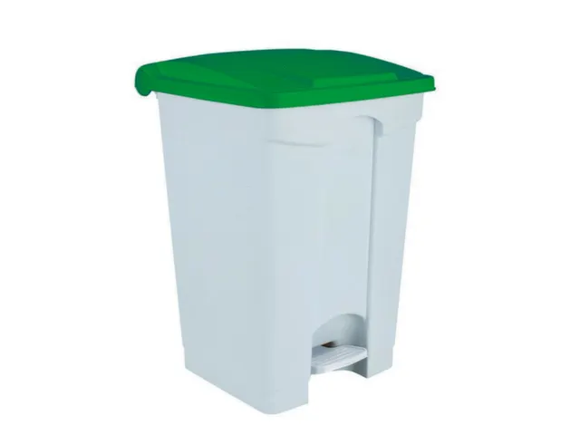 Contitop,afvalbak met pedaal 70L wit/groen/VE:3