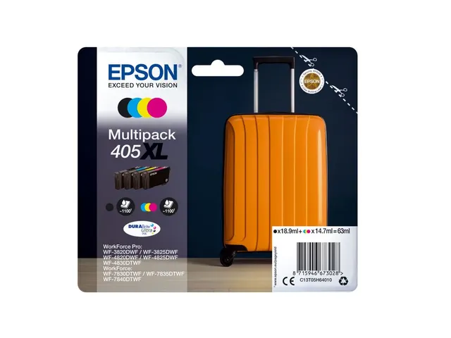 Epson 405XL Inktcartridge Multipack Zwart + 3 Kleuren Origineel
