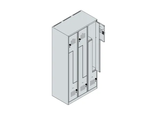 Z-garderobekast,HxBxD 1850x900x500mm,vak B 150/300mm,draaigrendel