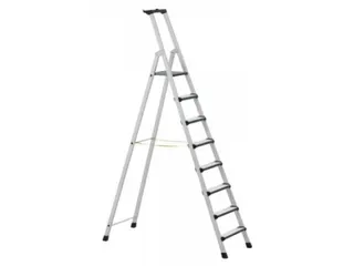 trapladder,eenzijdig,8treden,m. bekleding,stand H 2m,balk L 2,87m - 2