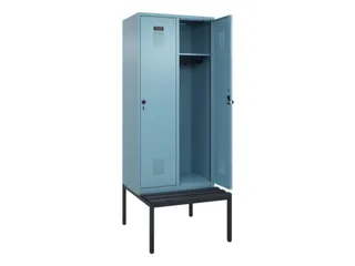 locker met bank,HxBxD 2120x800x815mm,2vak,vak B 400mm,draaigrendel - 1