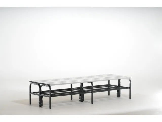 dubbele zitbank,HxL 450x2000mm,alu. lijsten,frame poedercoat.,RAL7016