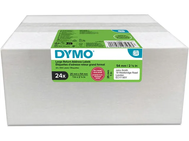 Multipack Dymo Adresetiketten 25x54mm 500 etiketten 24 rollen