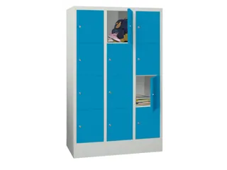 lockerkast,HxBxD 1518x900x500mm,3x4vakken,RAL7035,front RAL5012 - 2