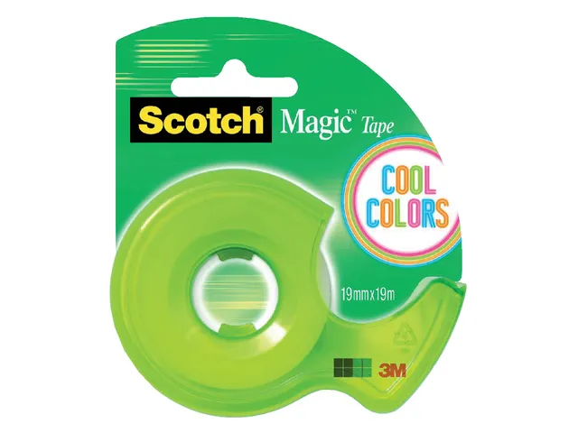 Ruban adhésif Scotch 810 19mmx19m invisible + dévidoir Cool Colors