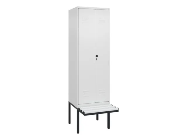 PBM-locker met bank,HxBxD 2120x600x815mm,2vak,vak B 300mm,draaigrendel