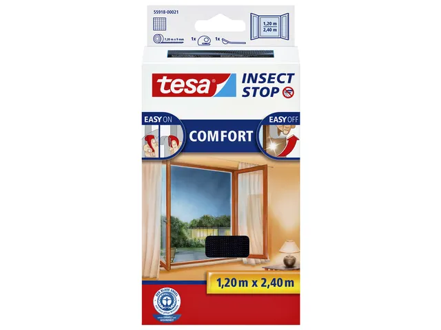 Insectenhor tesa Insect Stop COMFORT buitendraaiende ramen 1,2x2,4m zw